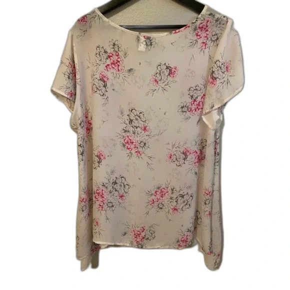 Coquette Torrid 1 Dainty Floral AOP Blouse XL Cottage Boho Fairy Delicate - Picture 2 of 8